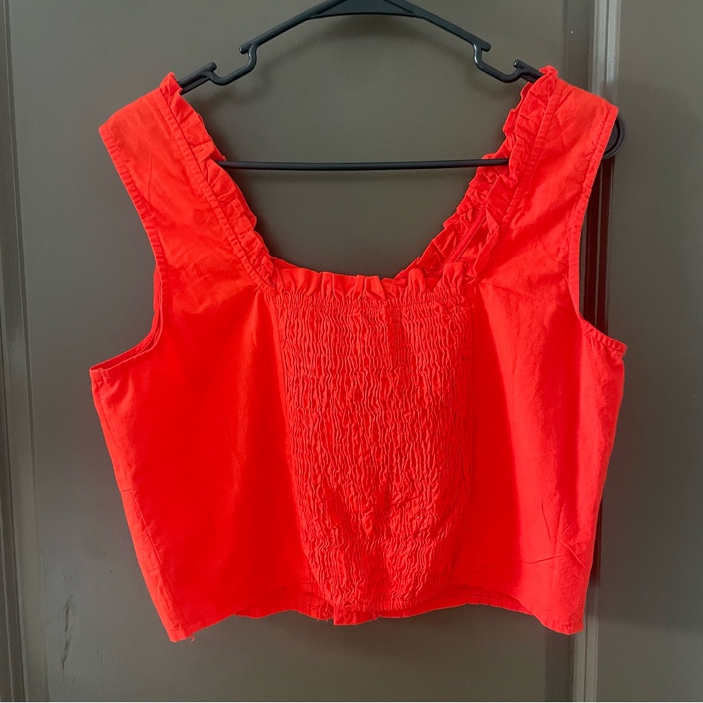 NWT Sim & Sam Red Ruffled Bustier Tank Top Red Hook Front Crop Size XL - Picture 2 of 5